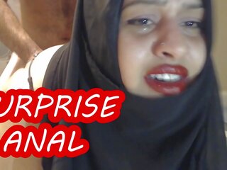 Bolestivý překvapení anální s ženatý hidžáb žena &excl;