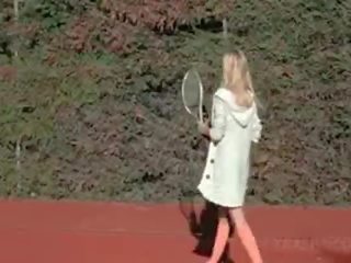 Dirty divinity call girl Sasha teasing pussy with tennis racket