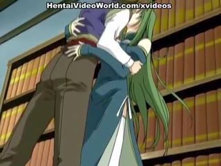 Green-haired hentai femme fatale whanged į a biblioteka