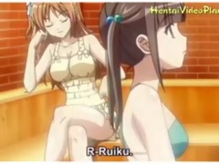 Delightful anime merginos į sauna