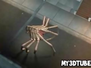Foxy 3d bionda maga scopata da due alieno spiders