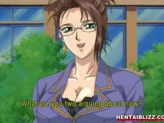 Animen läraren med stor saftig tuttarna avsugning och blir henne hål fylld