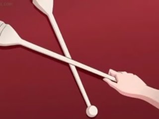 Krūtainas anime mīļākais izpaužas dibencaurums rammed