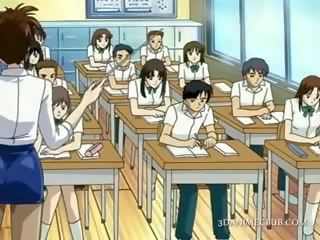Anime shkollë mësues në i shkurtër fund video pidh